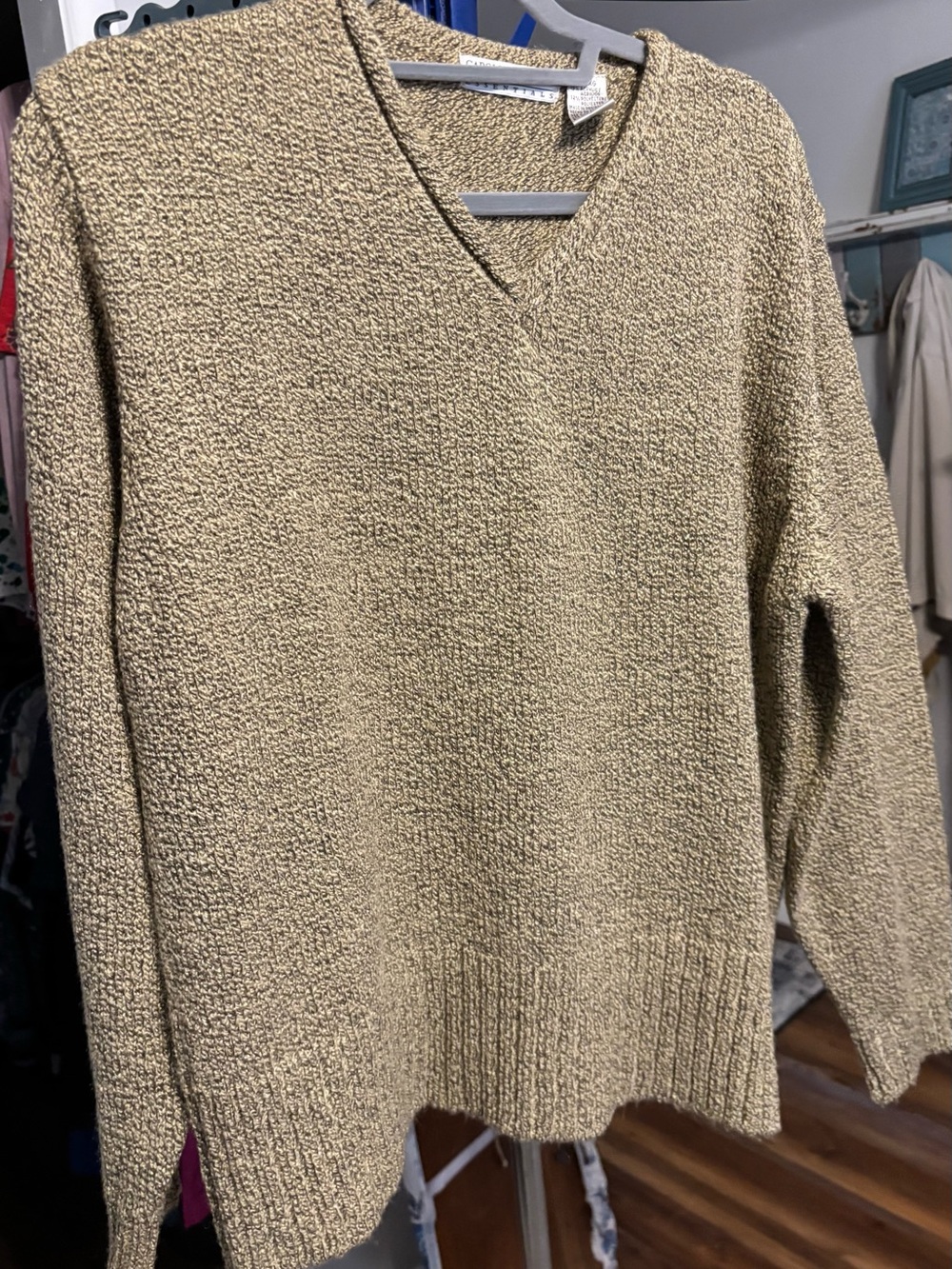 Carolyn Taylor Women's V‑Neck Sweater in Beige